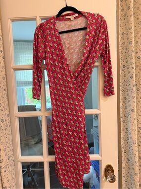 Diane Von Furstenberg Pink Floral Wrap Dress